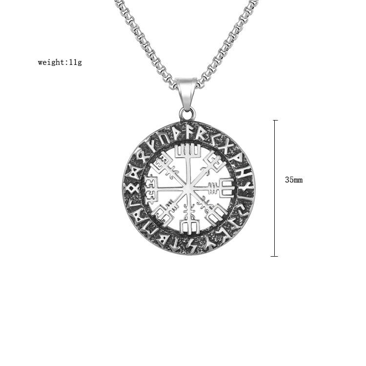 Viking Rune Pendant Necklace Titanium Steel Unisex Protection Statement Planderful
