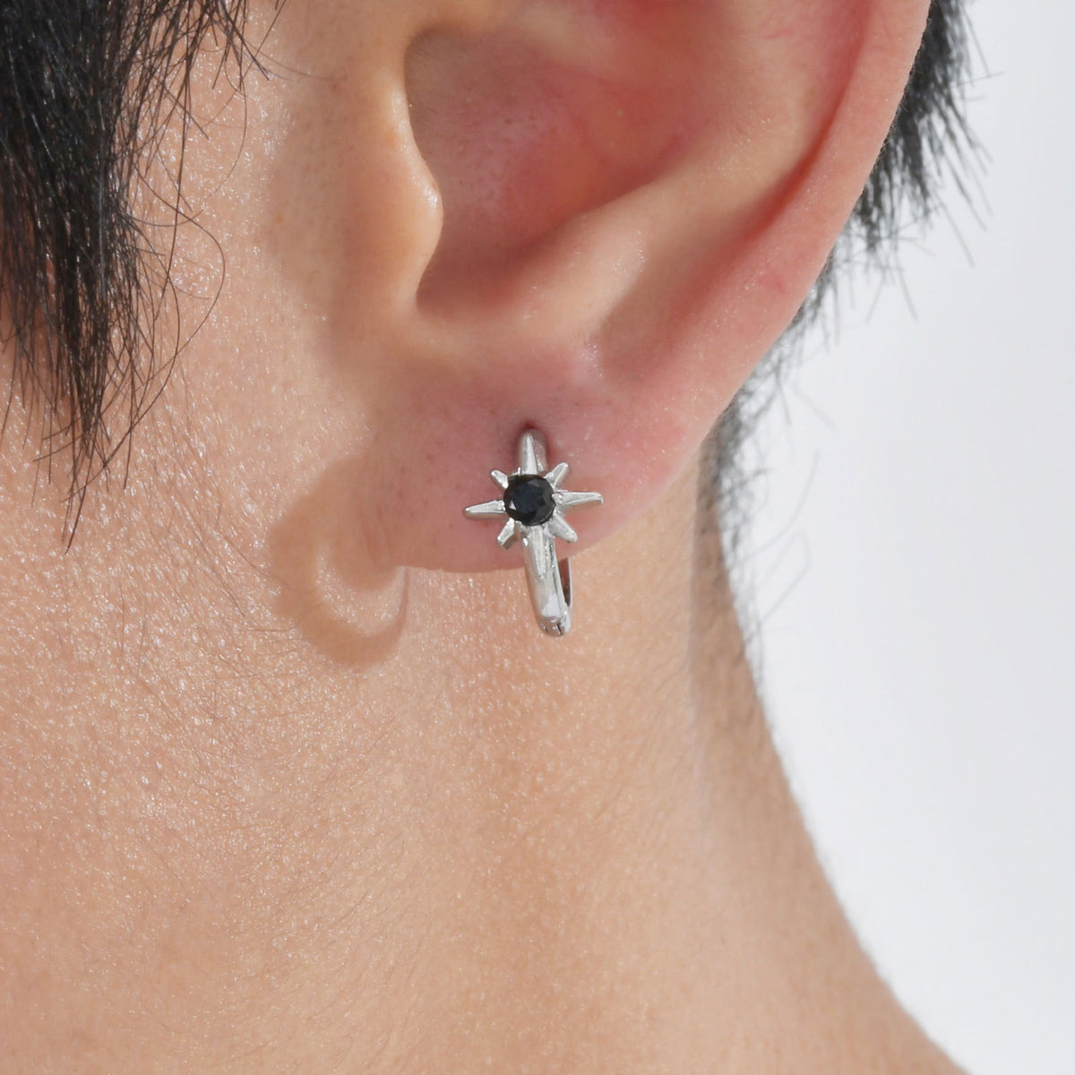 Stainless Steel Zircon Black Earrings