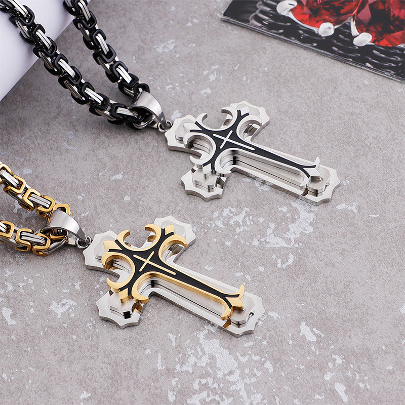 Planderful Men Cross Pendant Necklace Titanium Durable