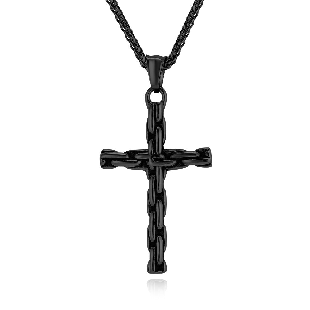 Planderful Everyday Genie Men's Cross Titanium Steel Pendant Necklace For Streetwear