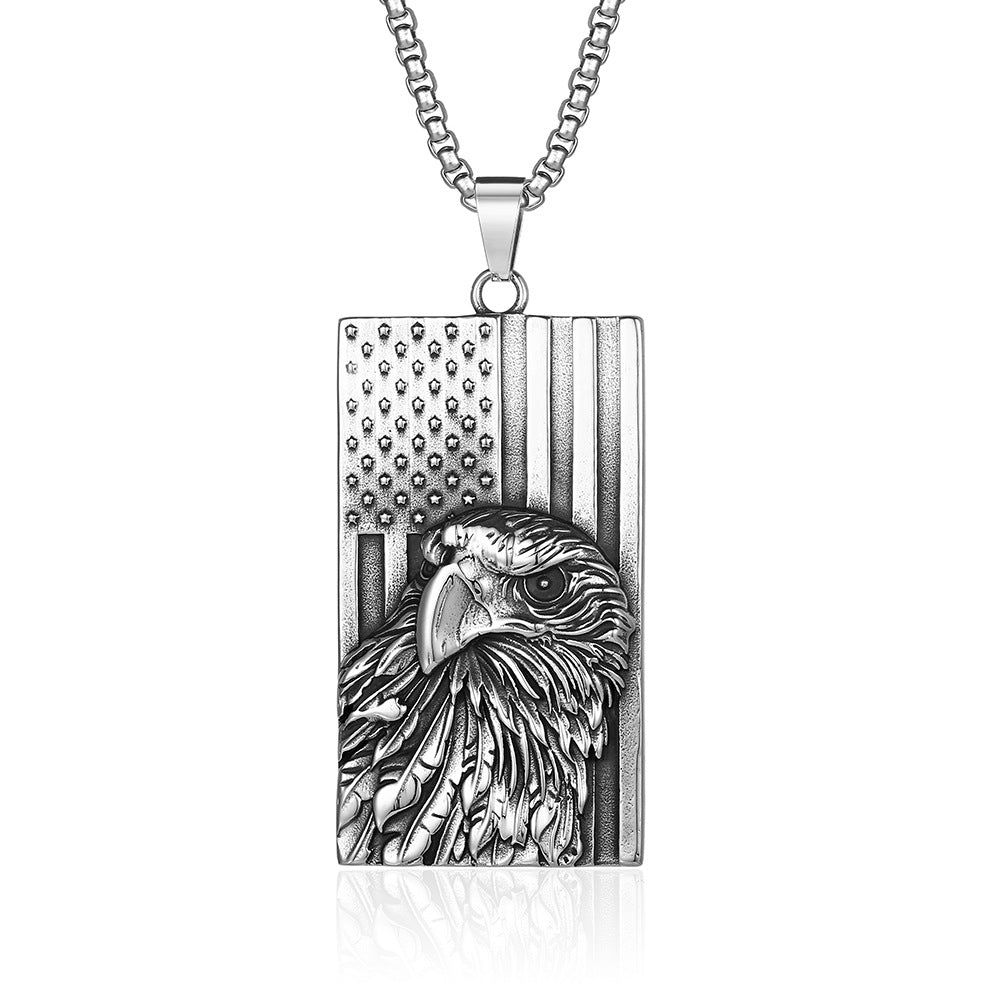 Amazon European and American Stars and Stripes Bald Eagle Necklace for Men