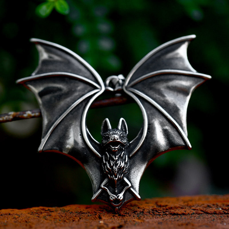 Punk Style Stainless Steel Pendant – Dark Bat Titanium Steel Necklace Pendant