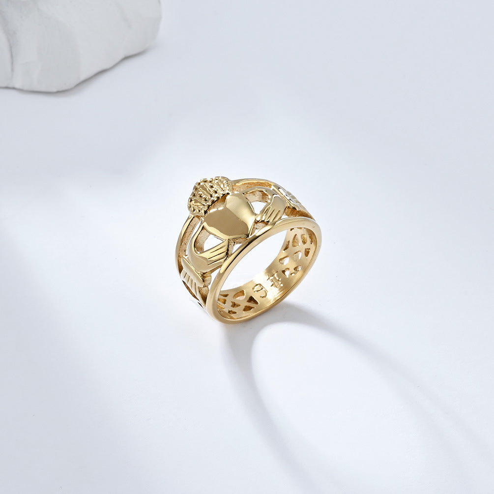 Timeless Claddagh Wedding Ring in Titanium Steel for Couples