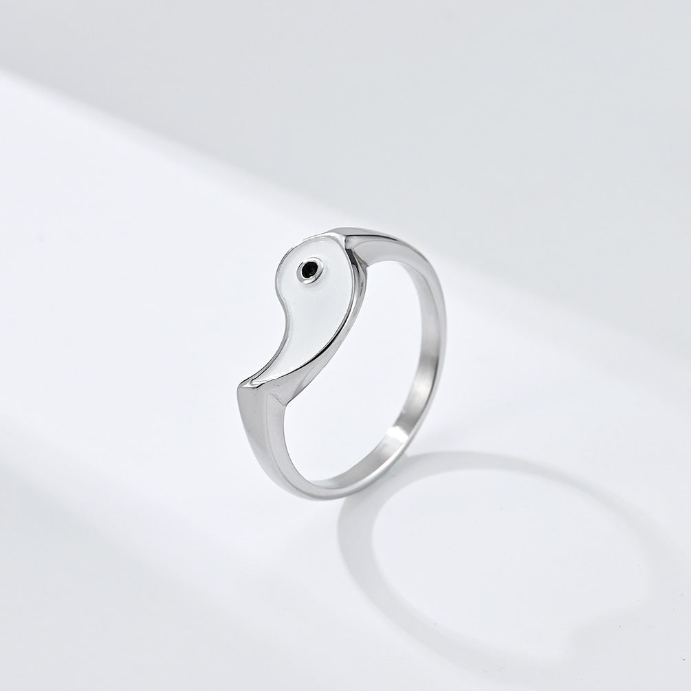Creative New Tai Chi Figure Yin Yang Fish Titanium Steel Ring