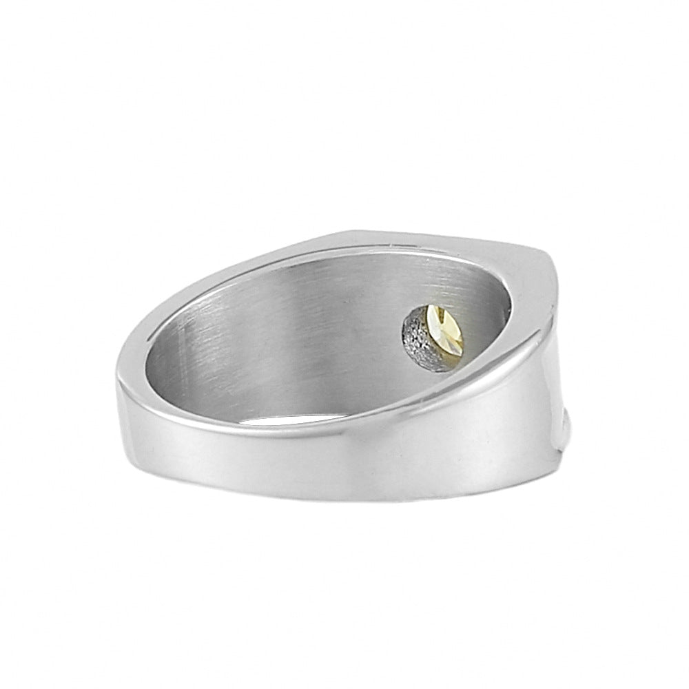 Trendy Titanium Steel Multicolor Gemstone Ring for Men and Women - Fashionable Everyday Wear