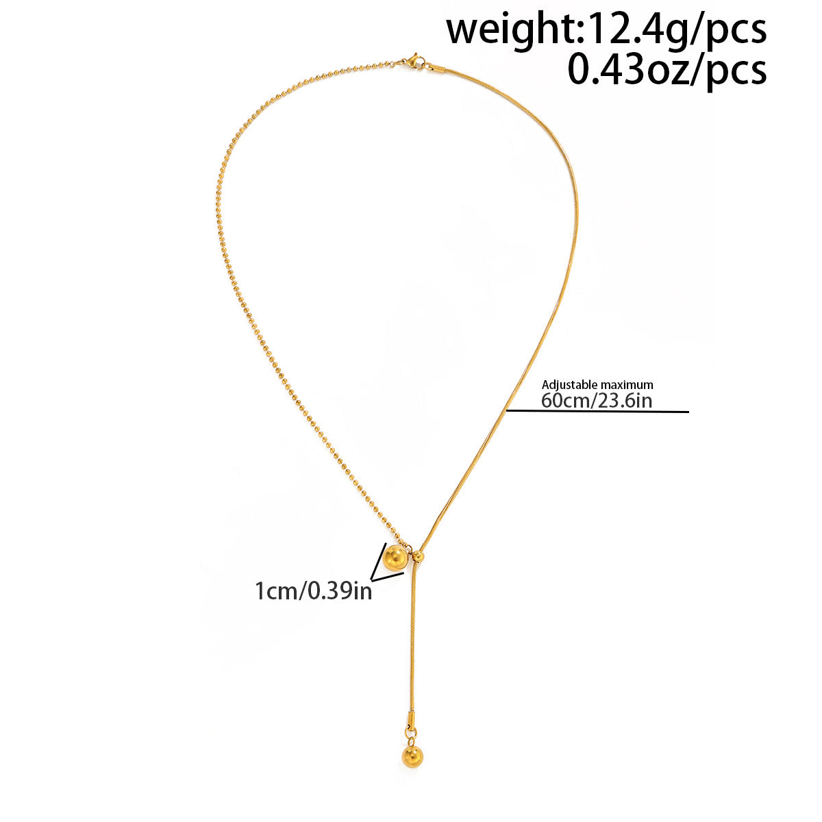 Adjustable Round Bead Snake Chain Necklace