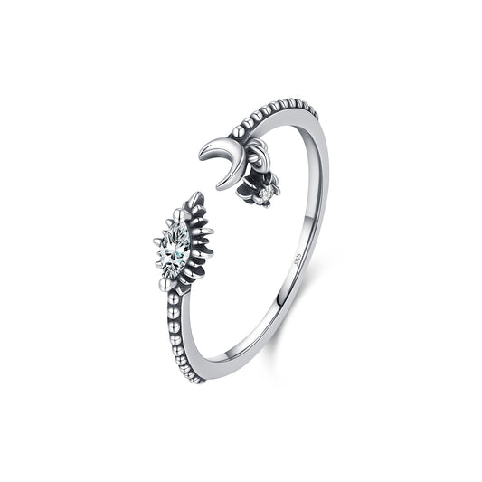 925 Sterling Silver Celestial Moon Zircon Ring