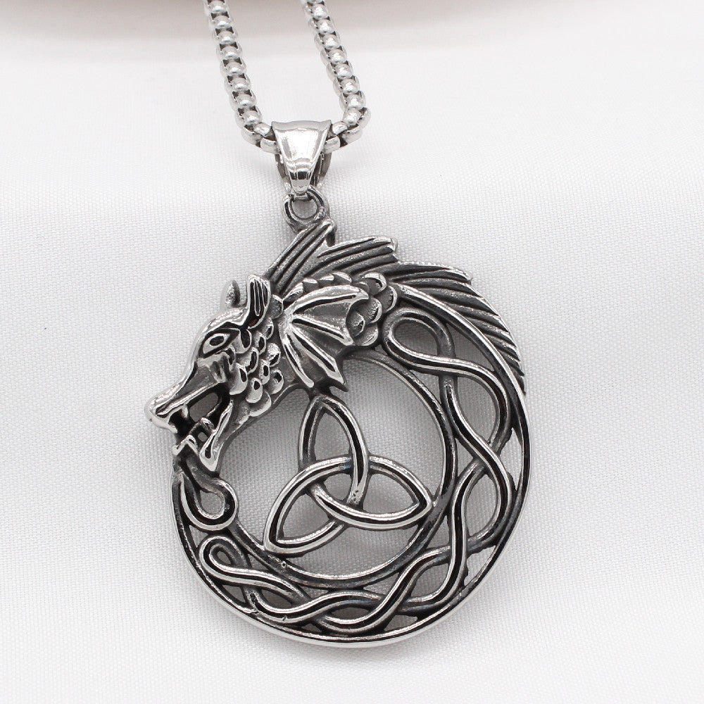 Personalized Retro Chinese Dragon Titanium Steel Pendant for Men - European and American Style