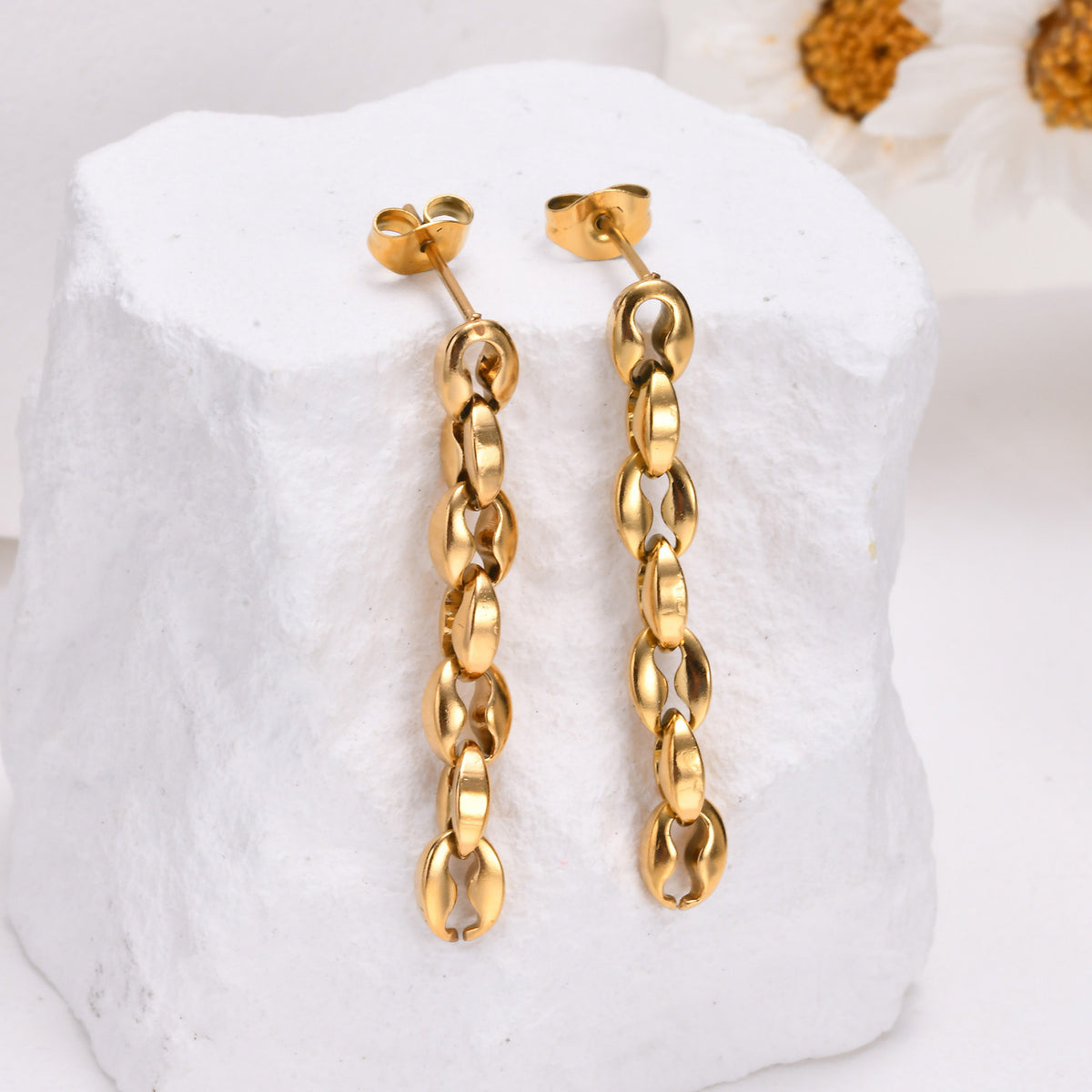 Modern Gold-Tone Stainless Steel Earrings