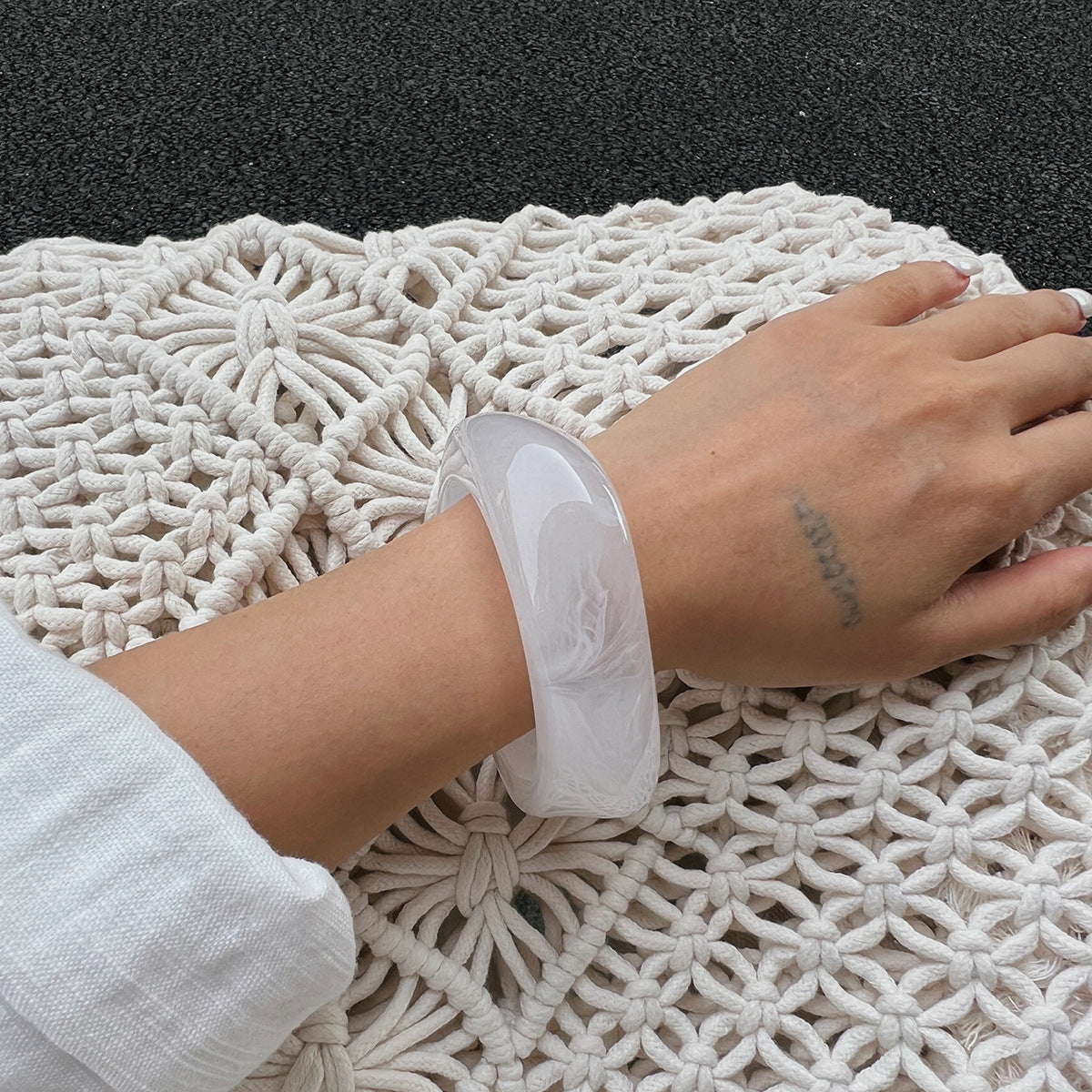Maillard Style Retro Corrugated Open Bracelet Stacking Color Smudge Bracelet