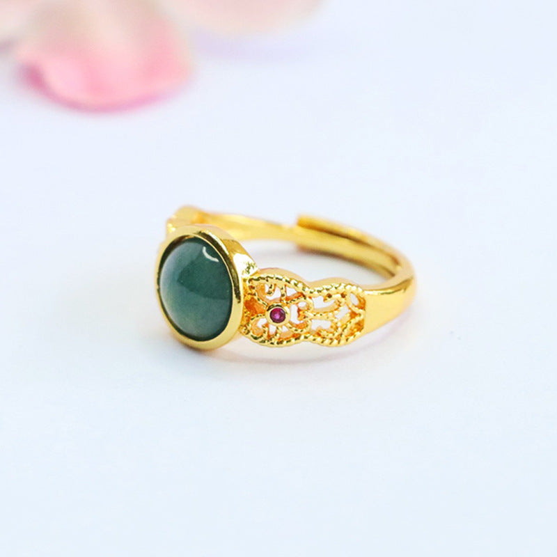 Blue-Water Jadeite Filigree Ring
