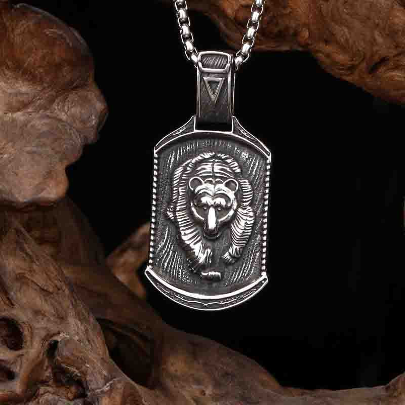 Nordic Viking Bear Titanium Steel Pendant for Men - European and American Retro Wholesale Jewelry