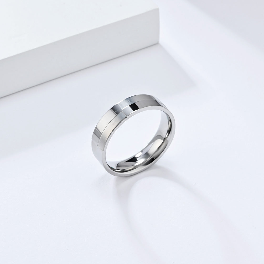 Planderful Titanium Steel Ring For Couples Smooth Matte Geometry Neutral Everyday Genie Style