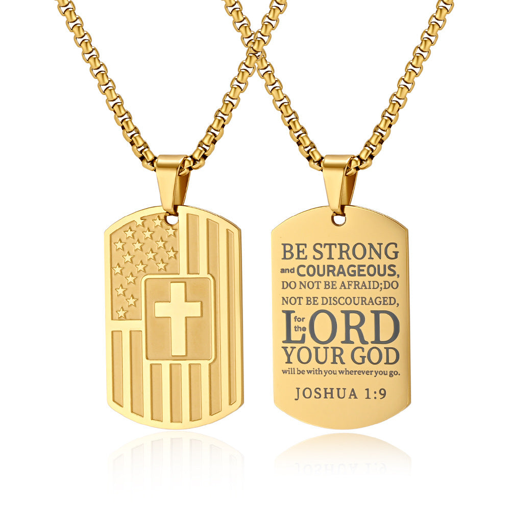 European and American Stars and Stripes Cross Necklace Gift