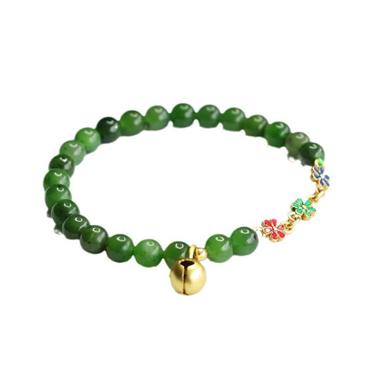 Hetian Jasper Bellflower Wreath Bracelet