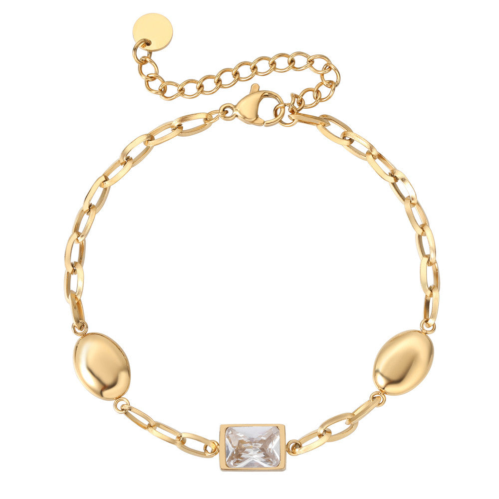 Titanium Steel Zircon Bracelet For Women Bold European American Style Statement By Planderful