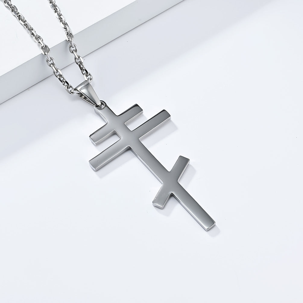 Steel Necklace - Vintage Orthodox Cross Pendant