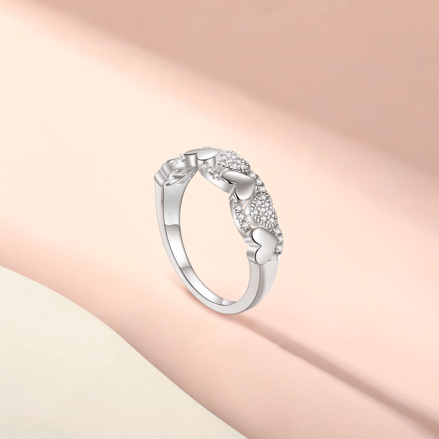 Planderful S925 Sterling Silver Heart Ring For Women Light Luxury Zircon Jewelry