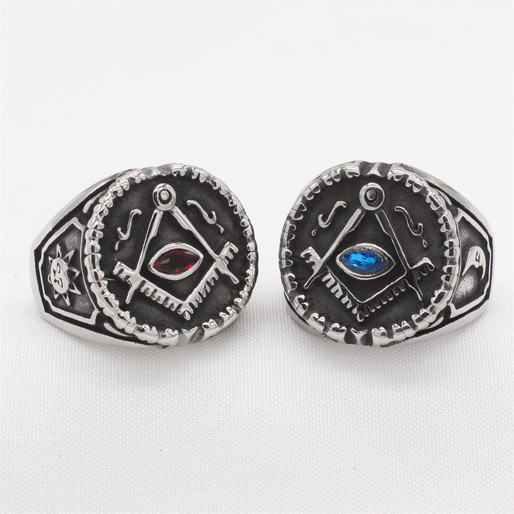 Planderful Everyday Genie – European and American Personalized Retro Freemasonry Men's Titanium Steel Ring