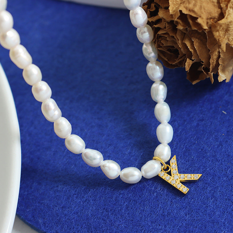 Exquisite Titan Gold-Plated Necklace with Full-Zircon Pendant