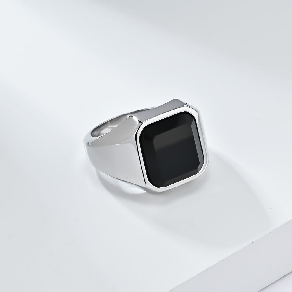 Cross-Border Light Luxury Titanium Steel Men's Ring