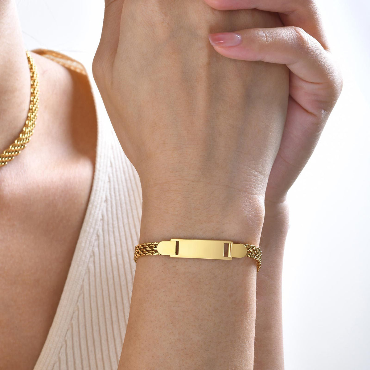 And Personalized Curved Brand Stainless Steel Bracelet Unisex