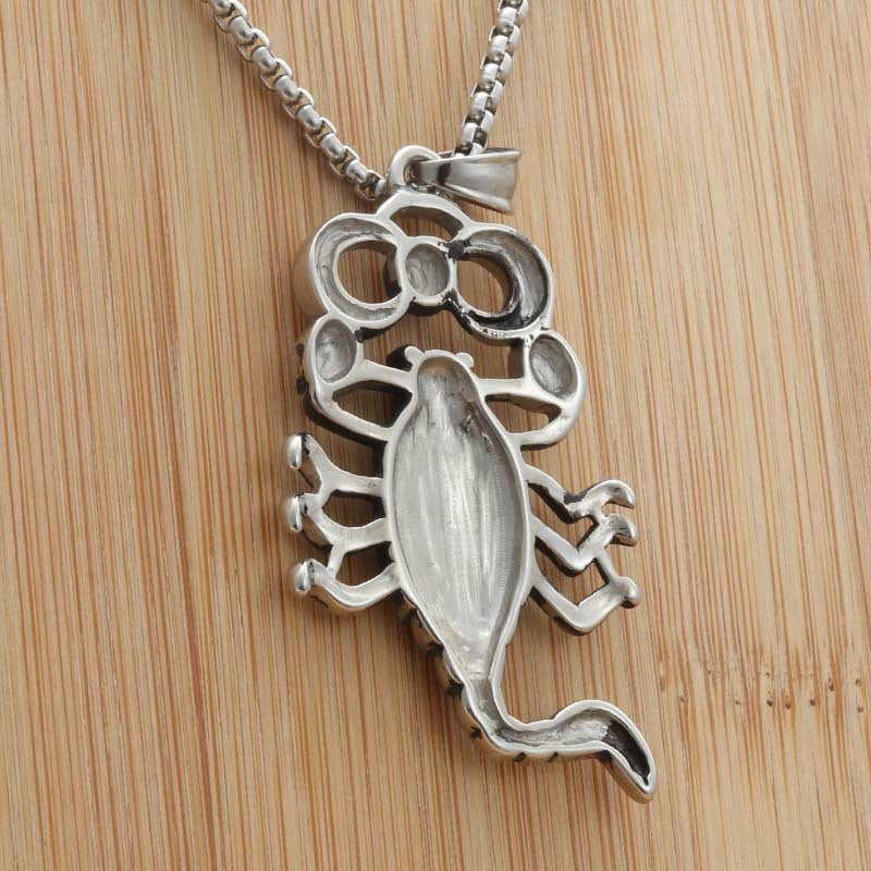 Punk-Influenced Titanium Steel Scorpion Pendant Necklace for Men - Retro Trendy Scorpio Jewelry