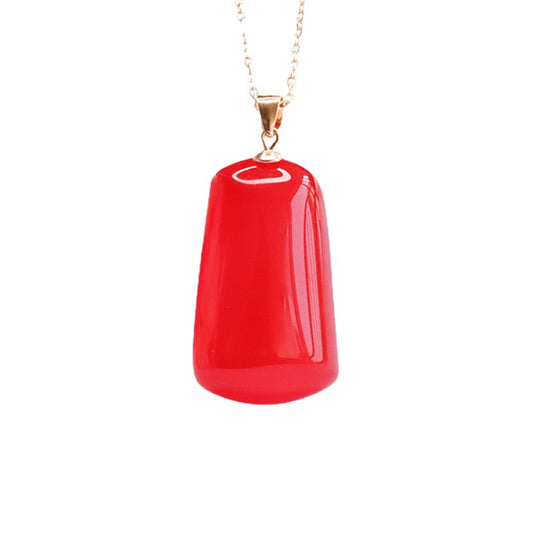 Red Agate Sterling Silver Trapezoid Pendant Necklace