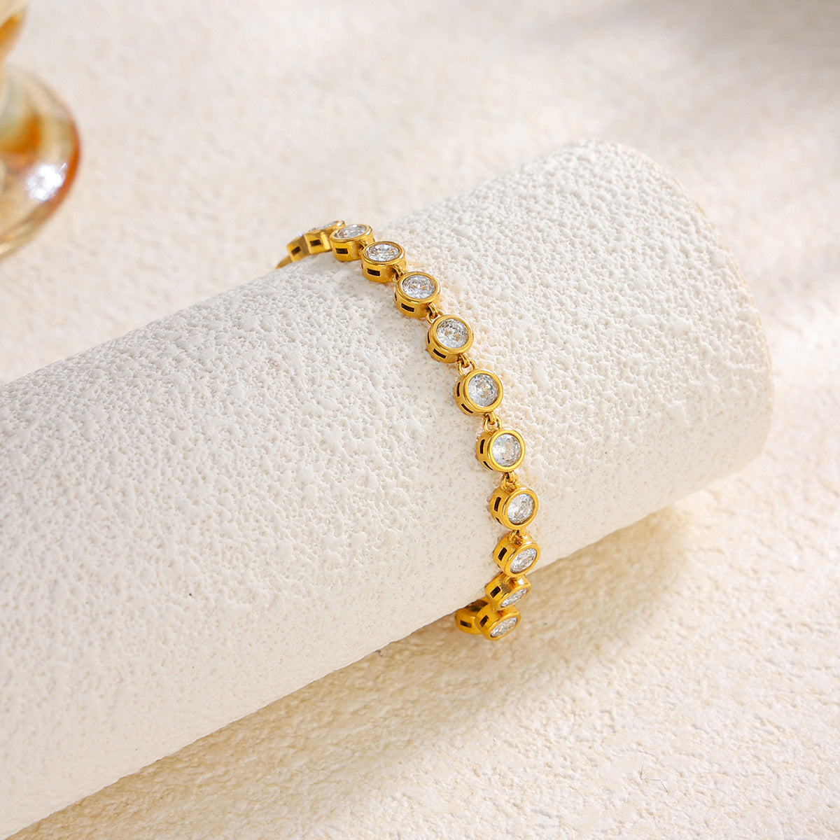 Serpentine Corrugated Star Zircon Opening Bracelet Stainless Steel Full Of Zircon