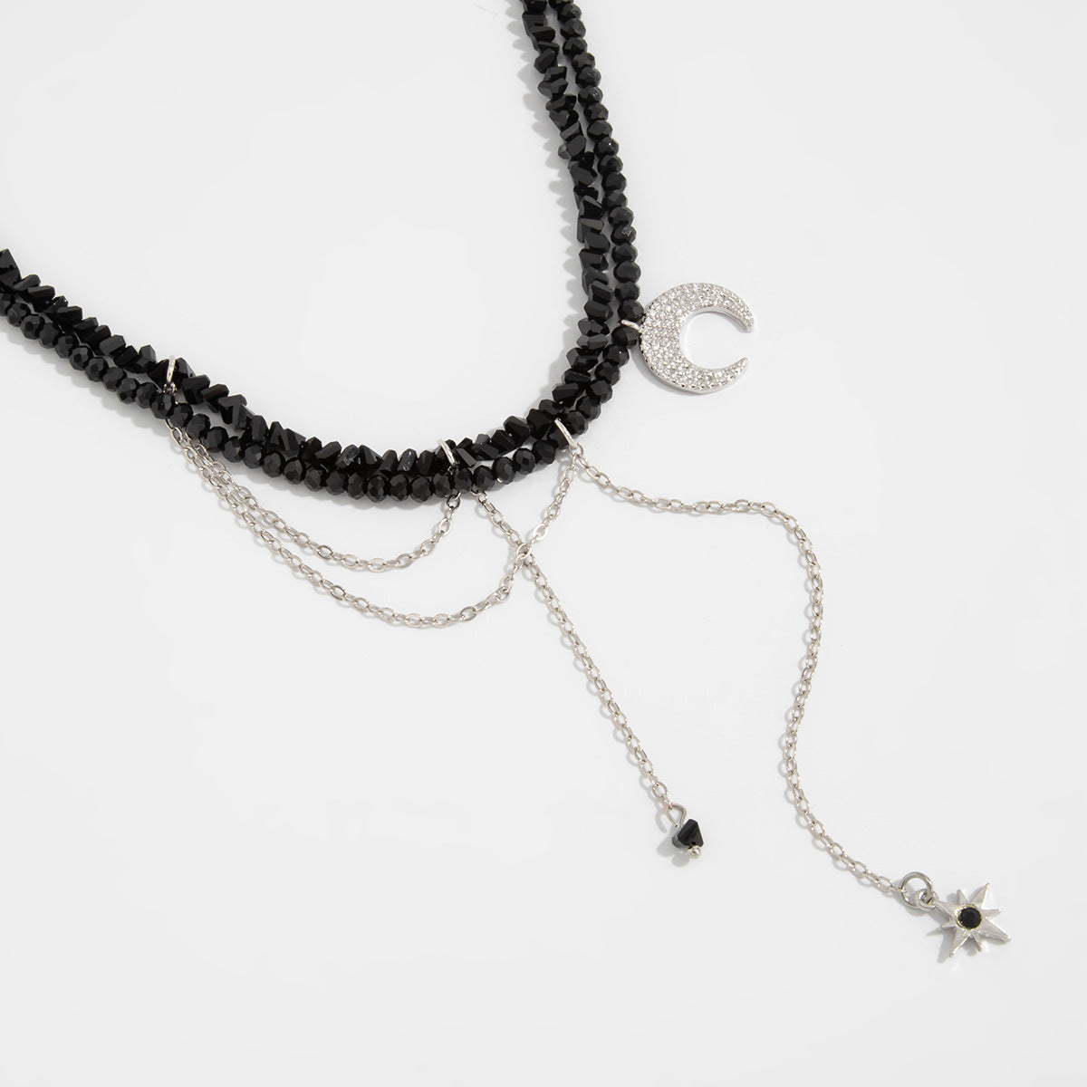 Black Crystal-Style Sun & Moon Necklace