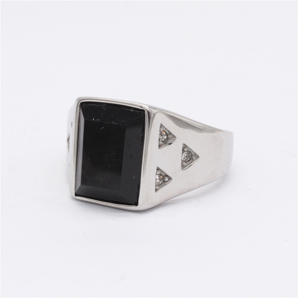 Unisex Titanium Steel Ring With Color Stone Protection Statement Planderful Everyday Genie Collection
