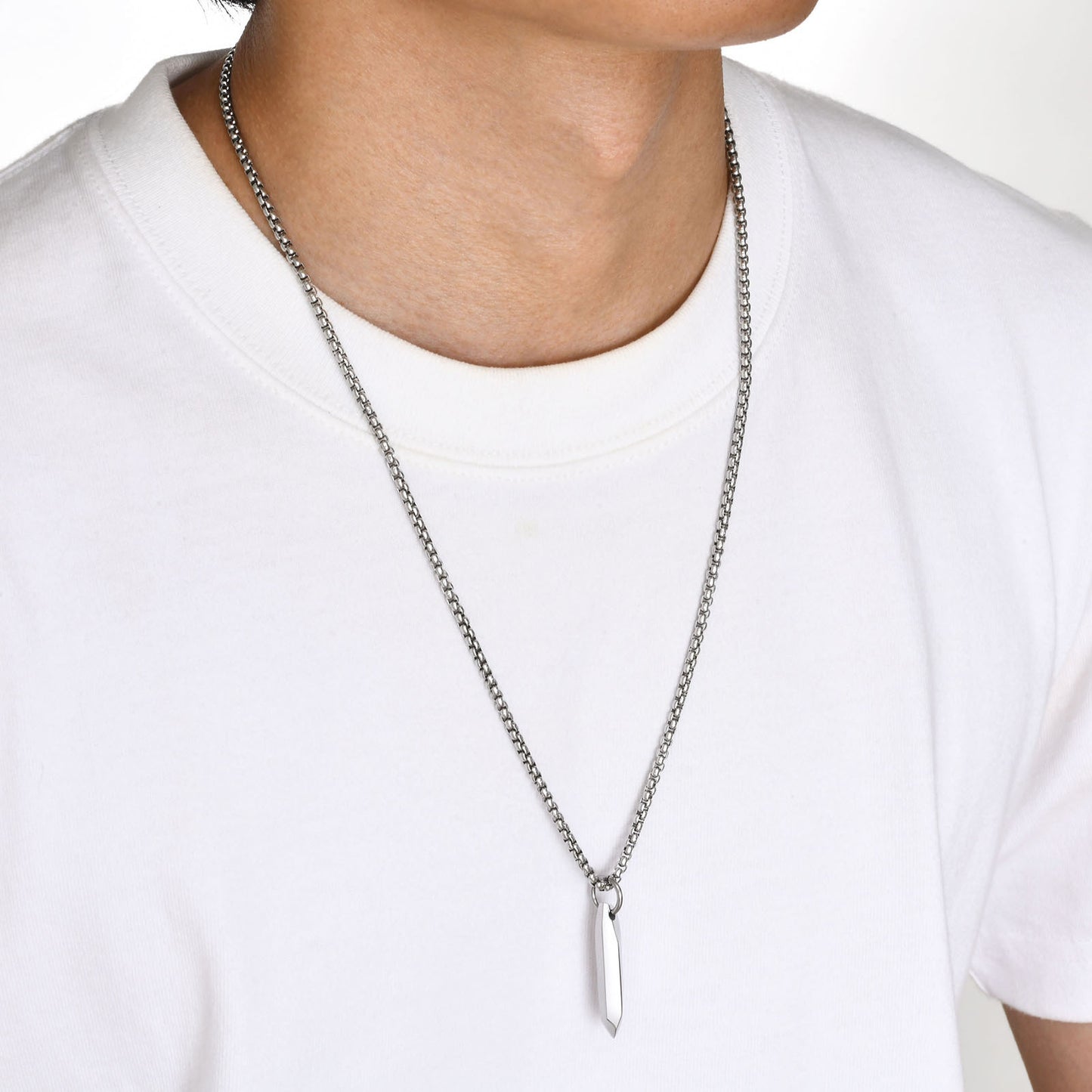 Stainless Steel Pointed 6-Sided Nail Pendant Men's Necklace
