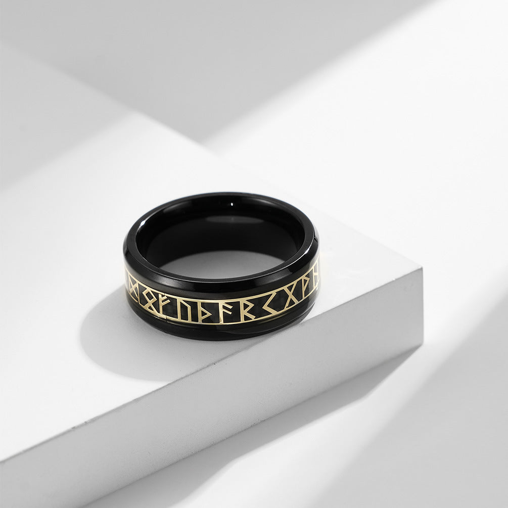 Planderful Viking Ring With Nordic Luhn Rune Stainless Steel For Men Unisex Jewelry