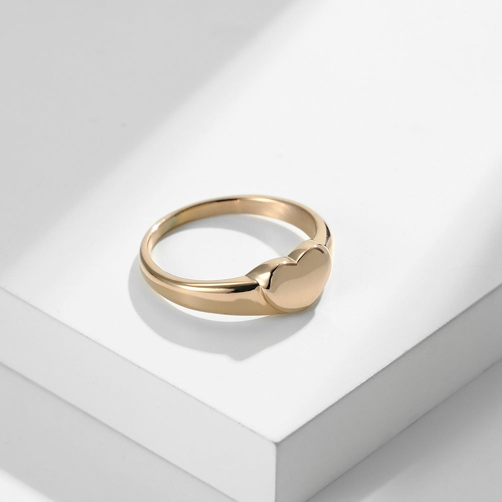 Planderful Heart Shaped Ring For Women Gold Plated Titanium Steel Durable Everyday Jewelry