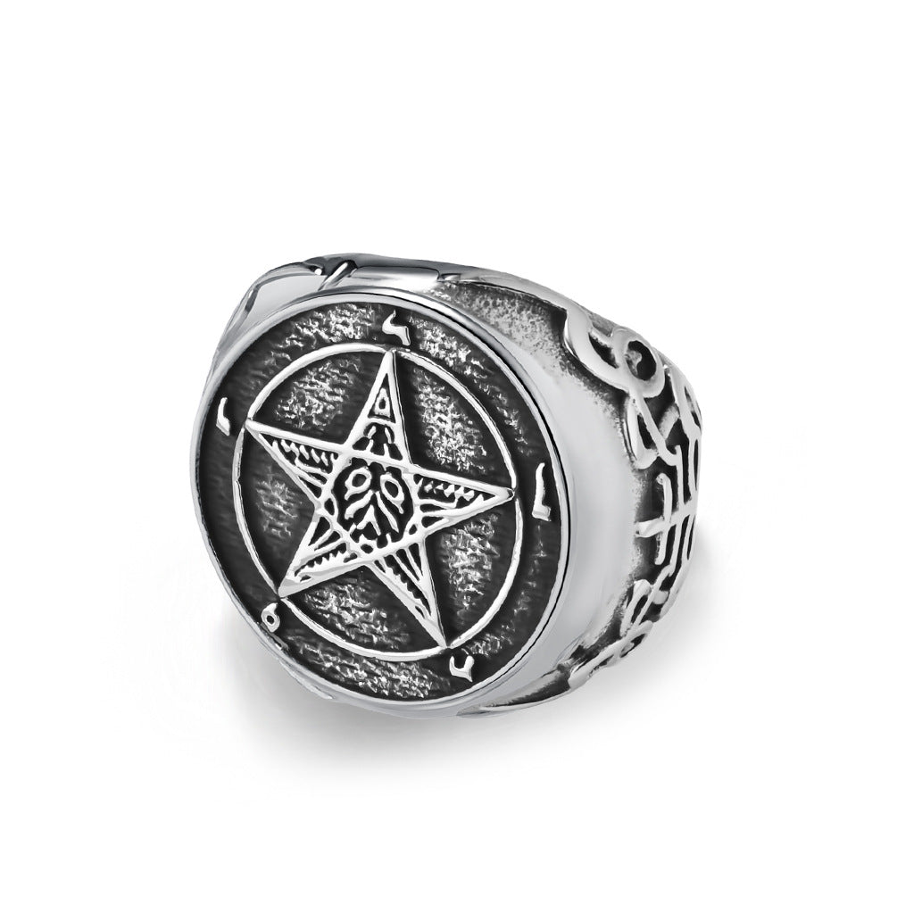 Steel Ring – Vintage Men's Pentagram