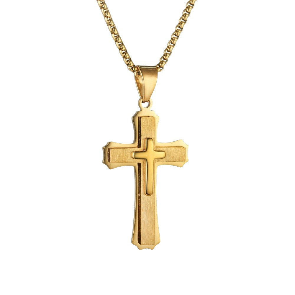 1. Planderful Stainless Steel Cross Pendant Necklace For Men Hip Hop Style Gift Worthy Jewelry
