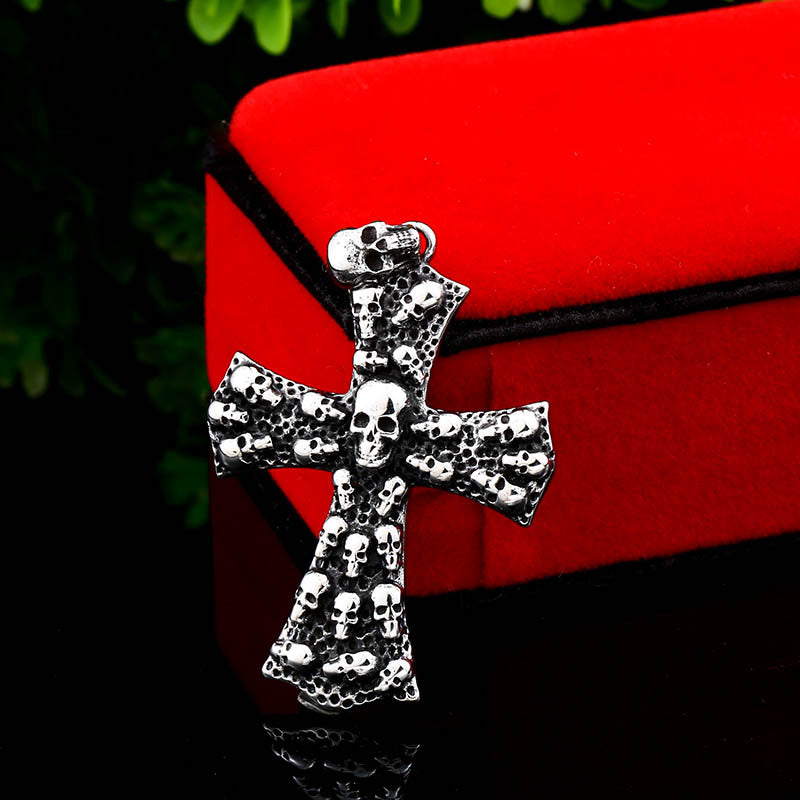 Unique Retro Skull Cross Pendant for Men - Titanium Steel Wholesale Accessory