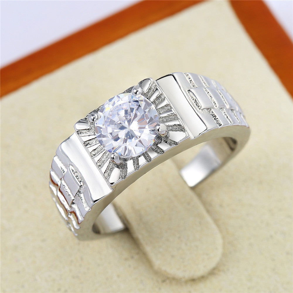 Elegant Titanium Steel Zircon Wedding Ring for Men - Wholesale Foreign Trade Jewelry
