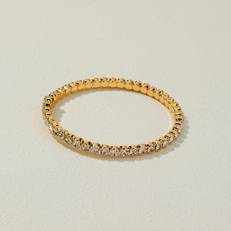 Luxurious French Metal Bracelet with Sparkling Accent - Vienna Verve Collection