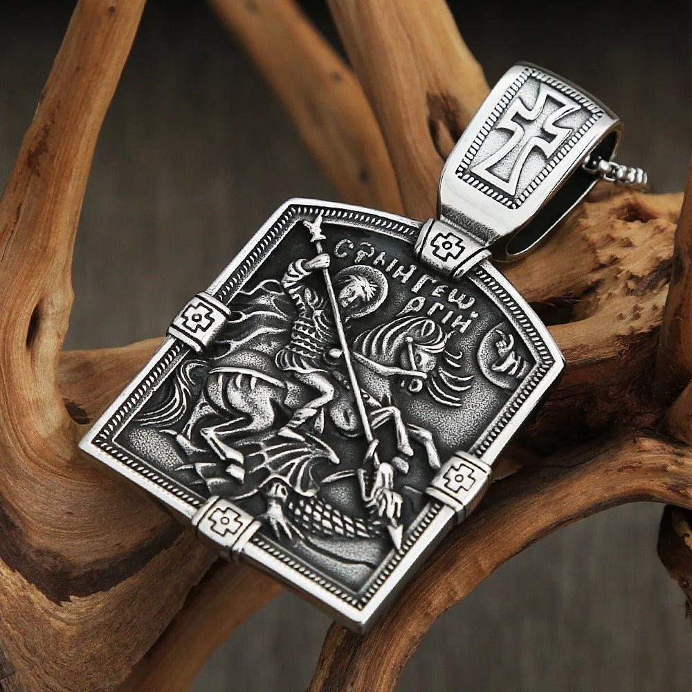Vintage Cross Viking Stainless Steel Men's Pendant Necklace