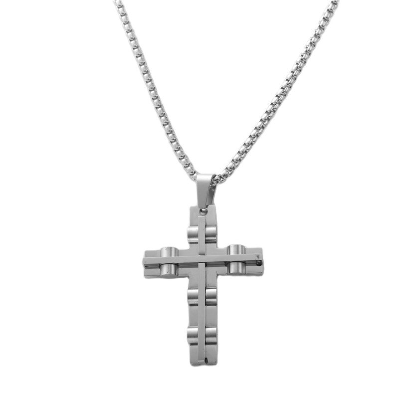 Titanium Steel Retro Cross Pendant Necklace for Men - Trendy Personalized Jewelry