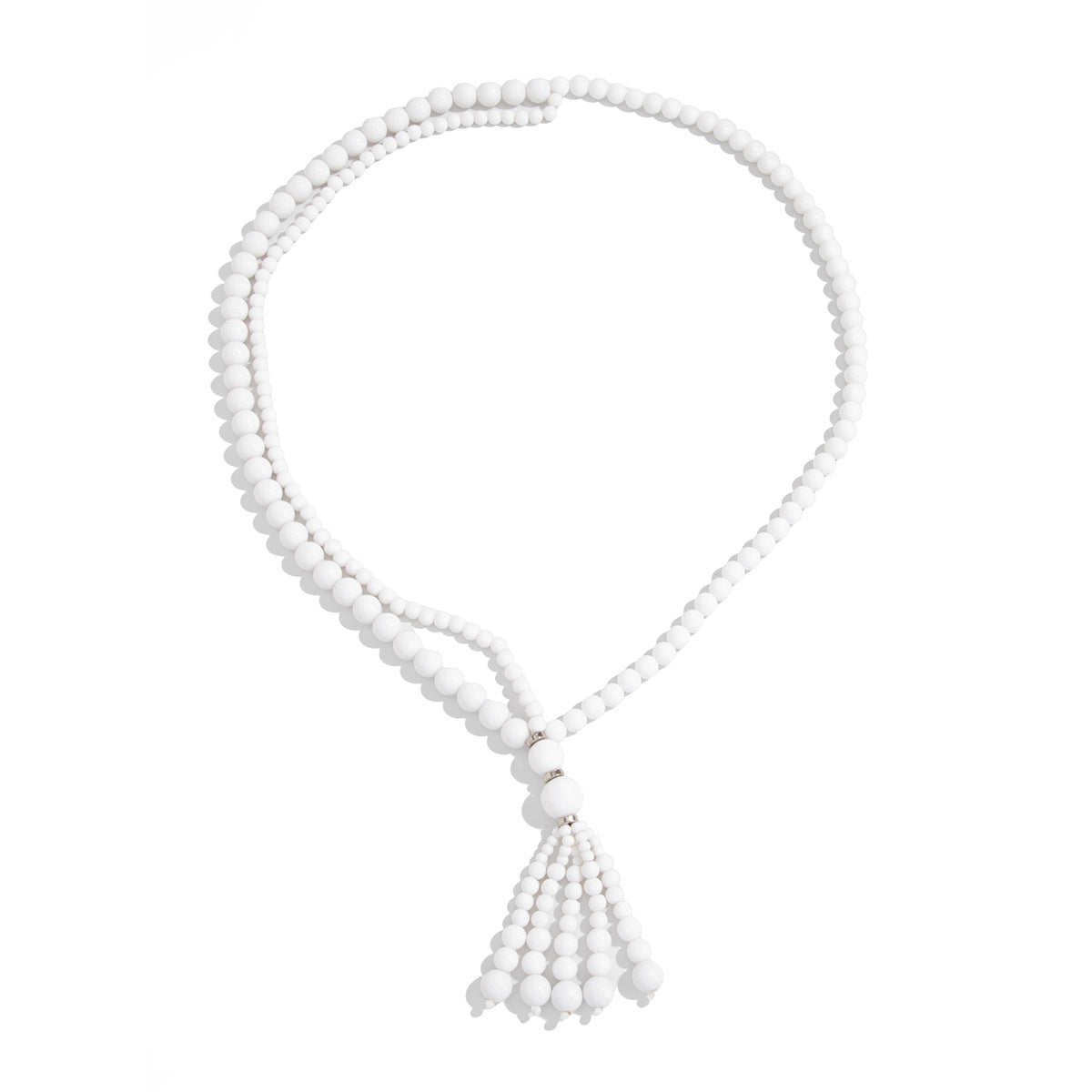 Knotted Pearl & Crystal-Style Tassel Necklace