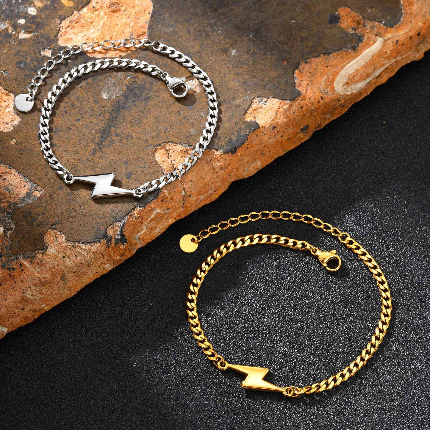 Planderful Stainless Steel Lightning Bracelet For Men Custom