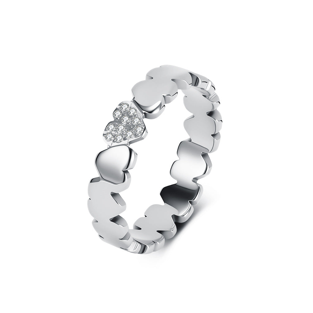 Stainless Steel Zircon Ring