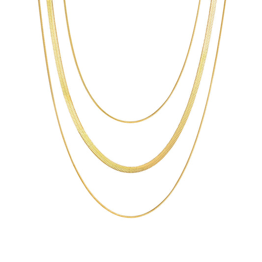 Jewelry Stainless Steel Round Snake Chain Necklace Women's 18K Gold