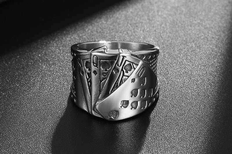 Personalized Playing Card Titanium Steel Ring For Men