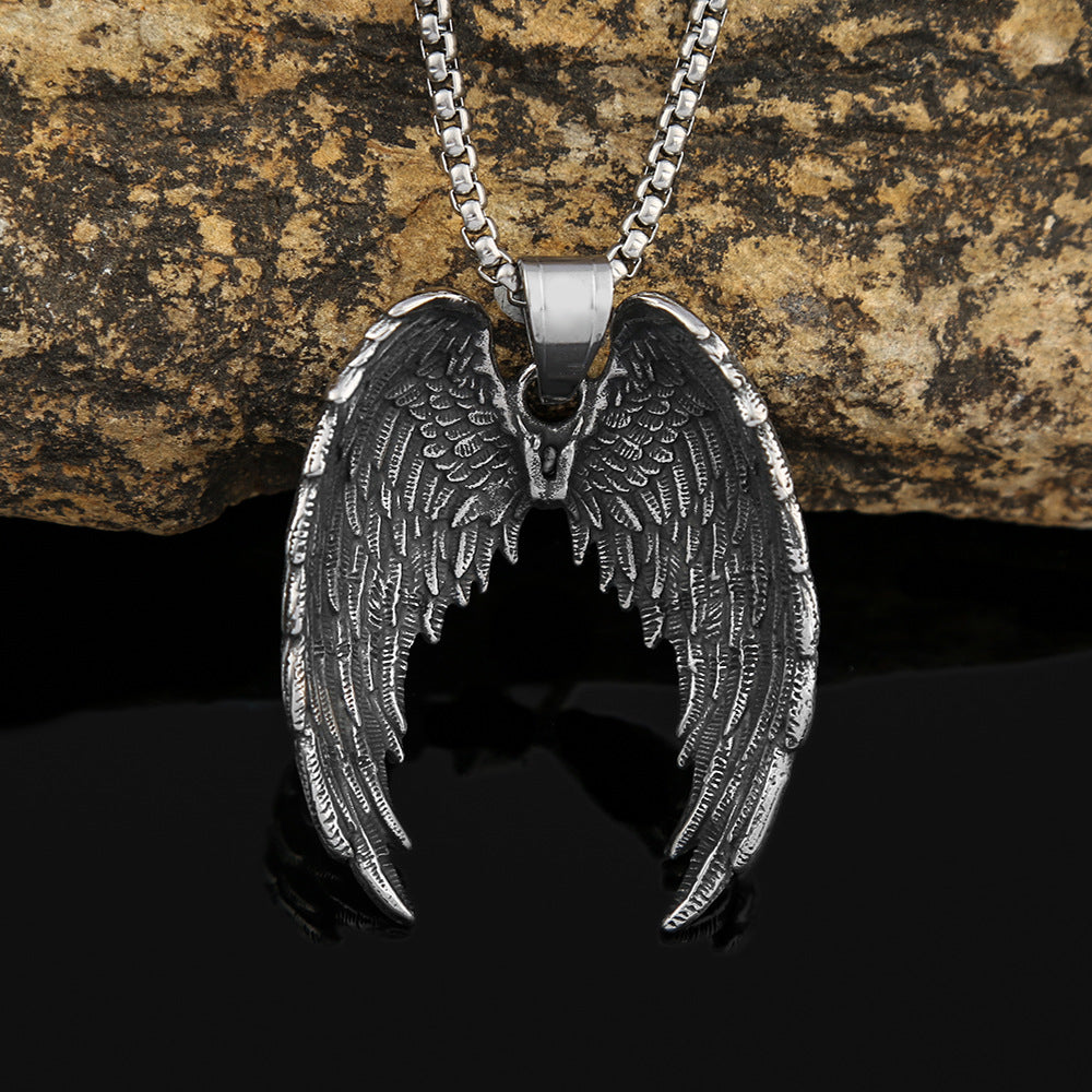 AliExpress Jewelry Wholesale Men's Angel Wings Steel Pendant
