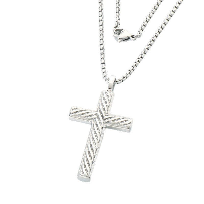 Vintage Round Bead Chain Sweater Chain Twist Cross Square Pearl Chain Stainless Steel Necklace