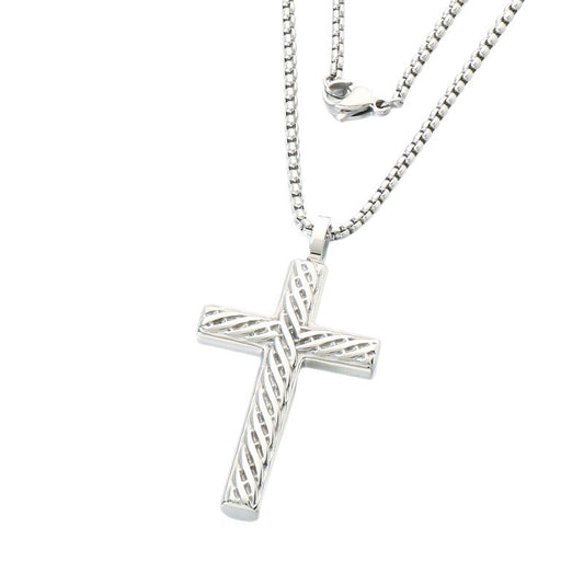 Vintage Round Bead Chain Sweater Chain Twist Cross Square Pearl Chain Stainless Steel Necklace