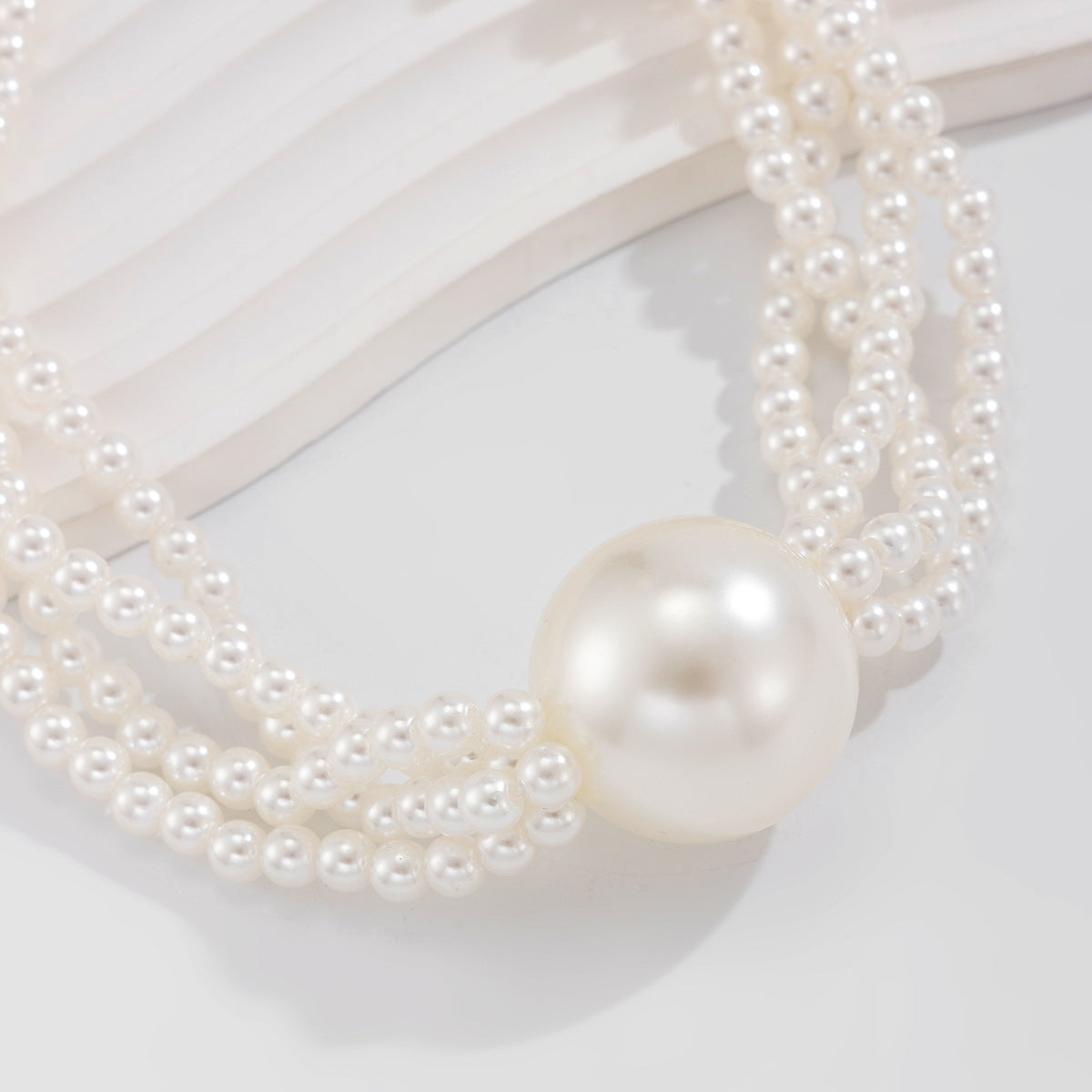 Bold Pearl-Style Bead Layered Necklace